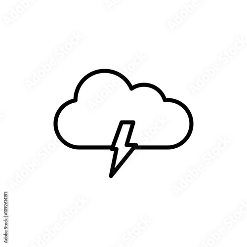 Cloud lightning icon linear logo isolated