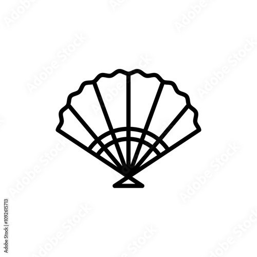Hand fan icon linear logo isolated
