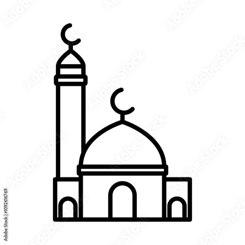 Mosque icon linear logo isolated