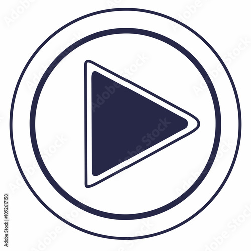 A straightforward triangular play button inside a circle, with a clean and modern look. Perfect for media player apps or video thumbnails