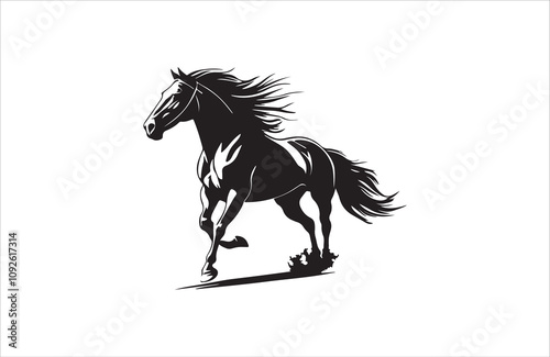  horse silhouette vector line art illustration logo design