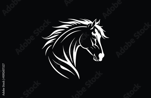  horse silhouette vector line art illustration logo design