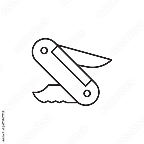 Pocket knife icon linear logo isolated