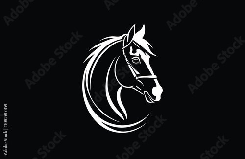  horse silhouette vector line art illustration logo design