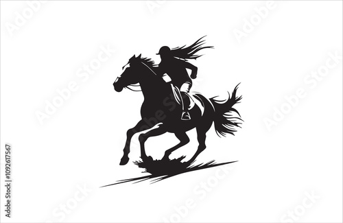 horse silhouette vector line art illustration logo design