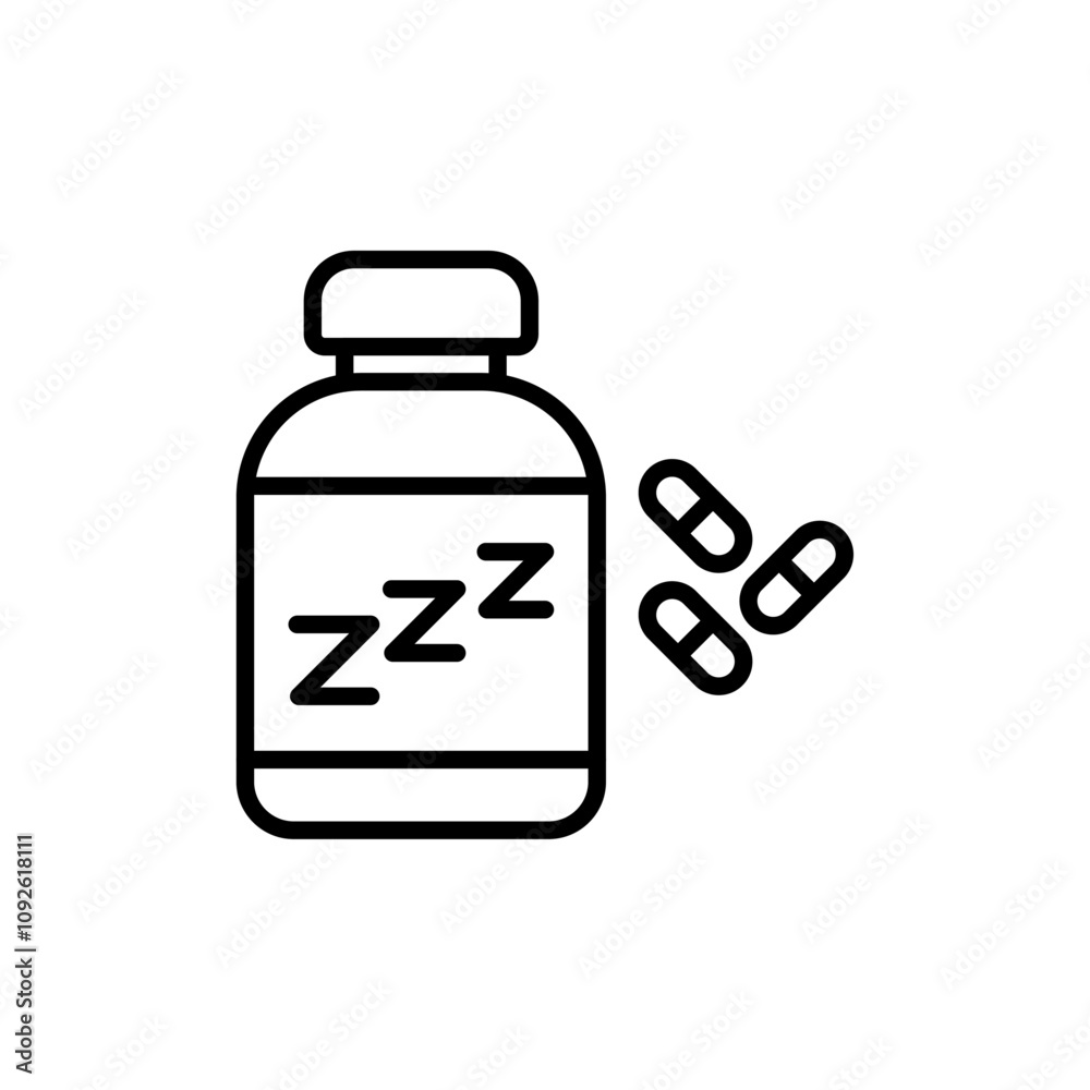 Sleeping pills icon linear logo isolated Sleeping pills icon linear logo isolated