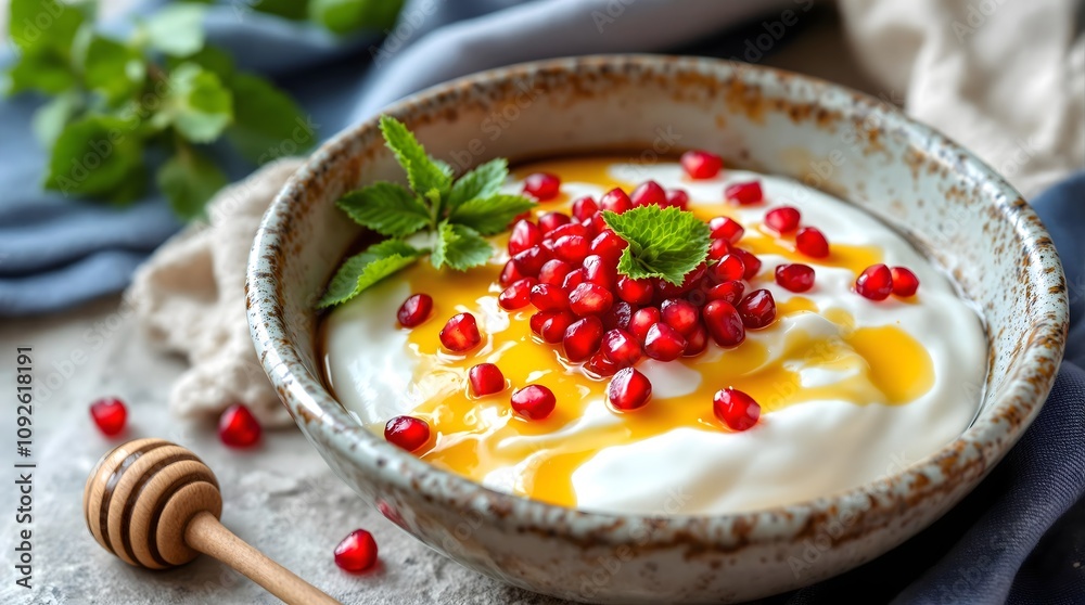 Yiaourti Me Rodi with Pomegranate and Honey (Greek Cuisine) Yiaourti Me Rodi with Pomegranate and Honey (Greek Cuisine)