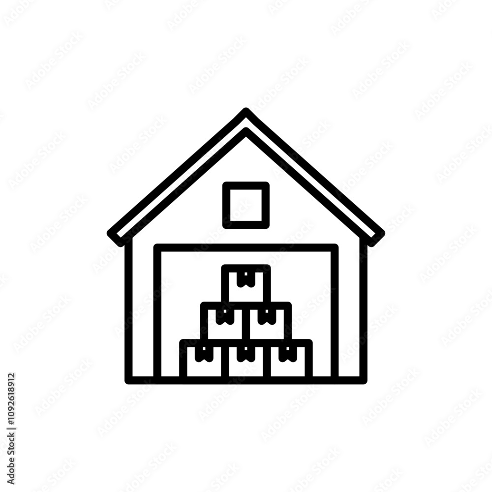 Warehouse icon linear logo isolated Warehouse icon linear logo isolated