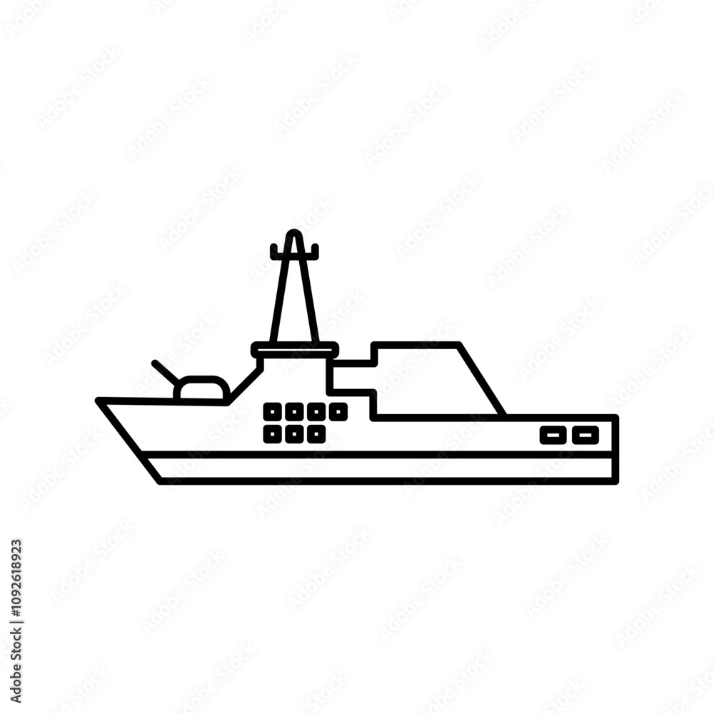 Obraz premium Warship icon linear logo isolated