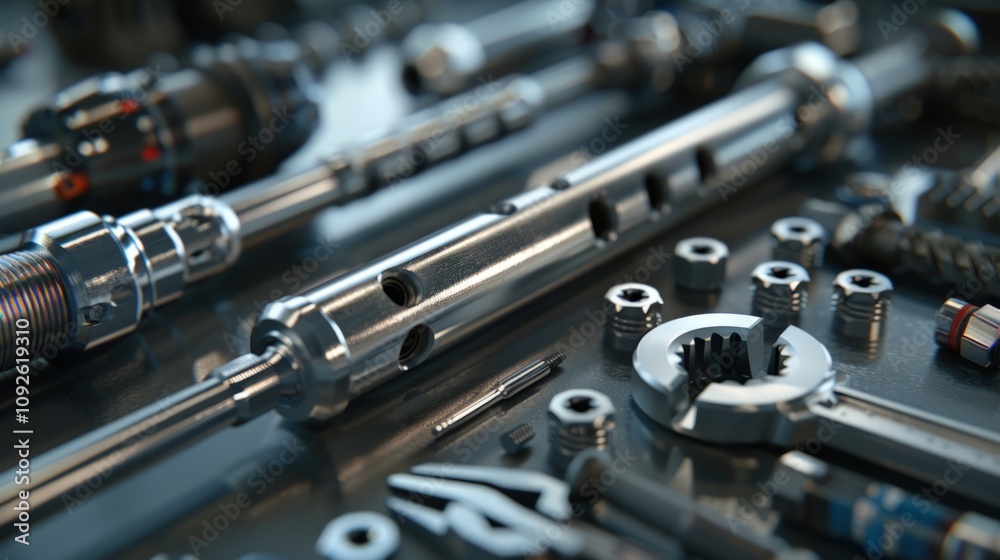 Precision Tools: A Close-Up of Metallic Tools Precision Tools: A Close-Up of Metallic Tools
