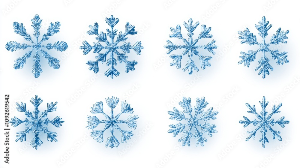 Icy Blue Snowflakes Sparkling with Glitter – Vector Design Icy Blue Snowflakes Sparkling with Glitter – Vector Design