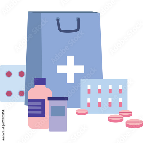 Pharmacy bag icon medical pill delivery vector