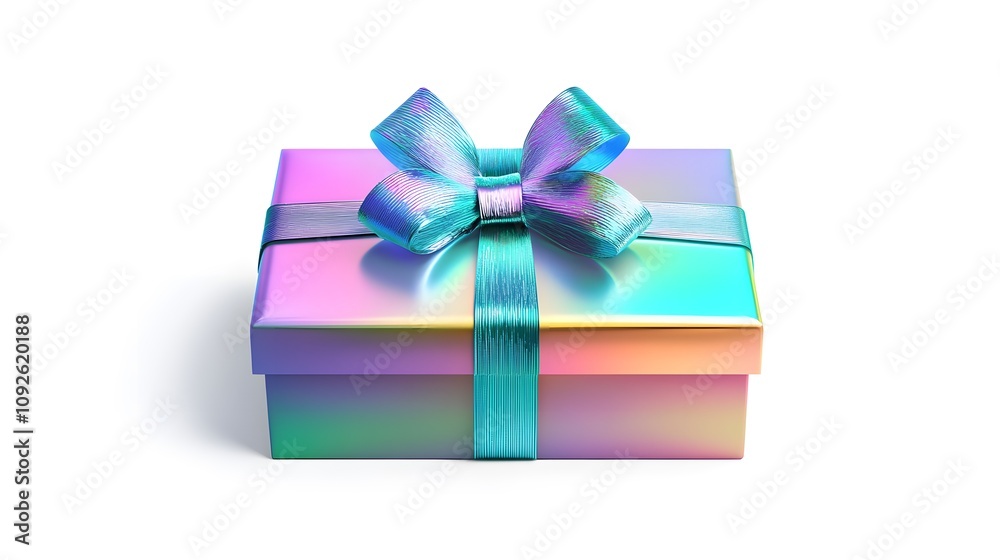 Iridescent Gift Box with Blue Bow Iridescent Gift Box with Blue Bow