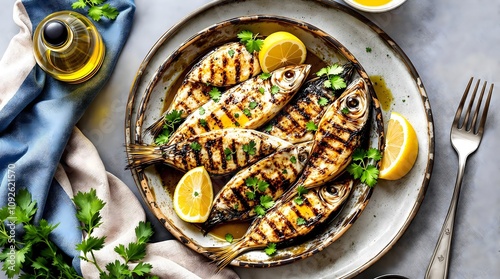 Atherina Psites (Greek Cuisine) - Grilled Mediterranean Whitebait photo