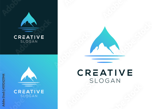 Water drop mountain logo - Combination of water drop with mountain