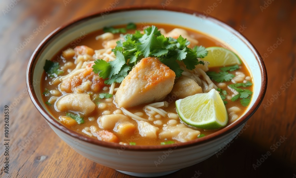 Delicious chicken soup with lime and cilantro Delicious chicken soup with lime and cilantro