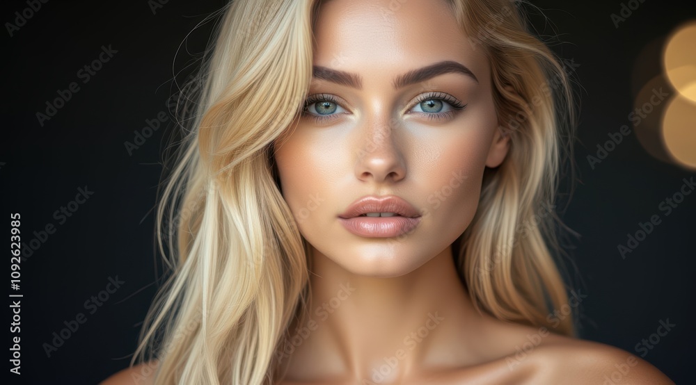 Blonde female model with striking features Blonde female model with striking features