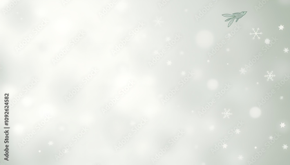 Fototapeta premium A soft Christmas-themed wallpaper with faint snowflakes and gentle pine tree silhouettes in muted greens and whites, creating a calm and festive ambiance.