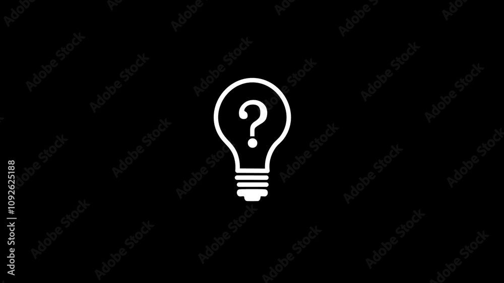 Animation of a bulb with a question mark.thinking idea icon concept