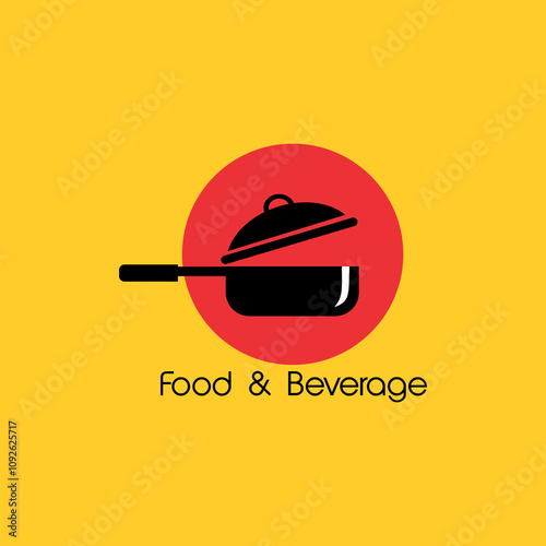Stew pan vector logo symbol sign to describe food & Beverage