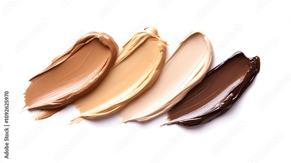 Four Swipes of Makeup Foundation in Various Shades Four Swipes of Makeup Foundation in Various Shades
