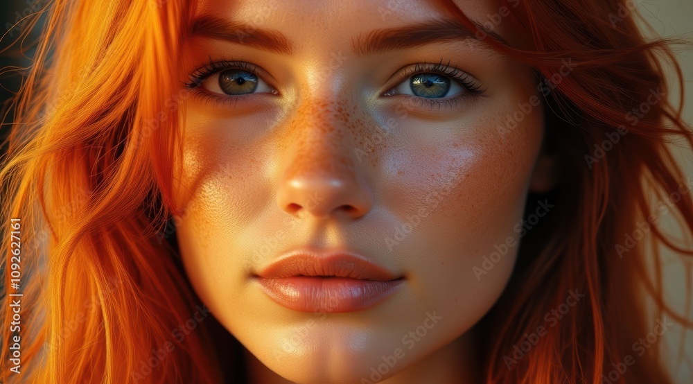 Freckled redhead with captivating eyes Freckled redhead with captivating eyes