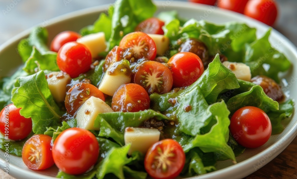 Fresh salad with cherry tomatoes and cheese Fresh salad with cherry tomatoes and cheese