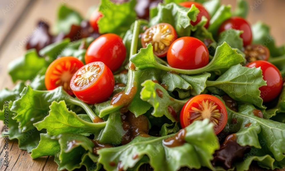 Fresh salad with cherry tomatoes and greens Fresh salad with cherry tomatoes and greens
