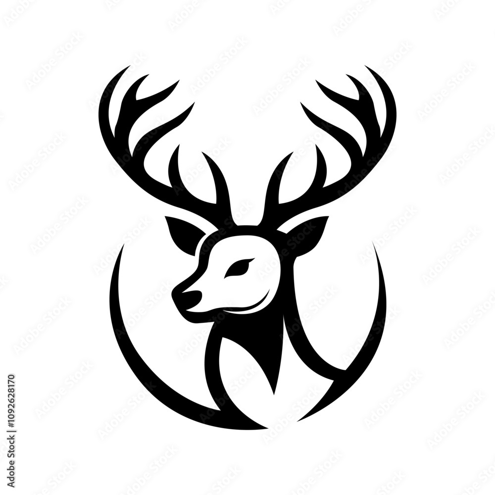 Obraz premium deer vector logo silhouette design template hand drawn