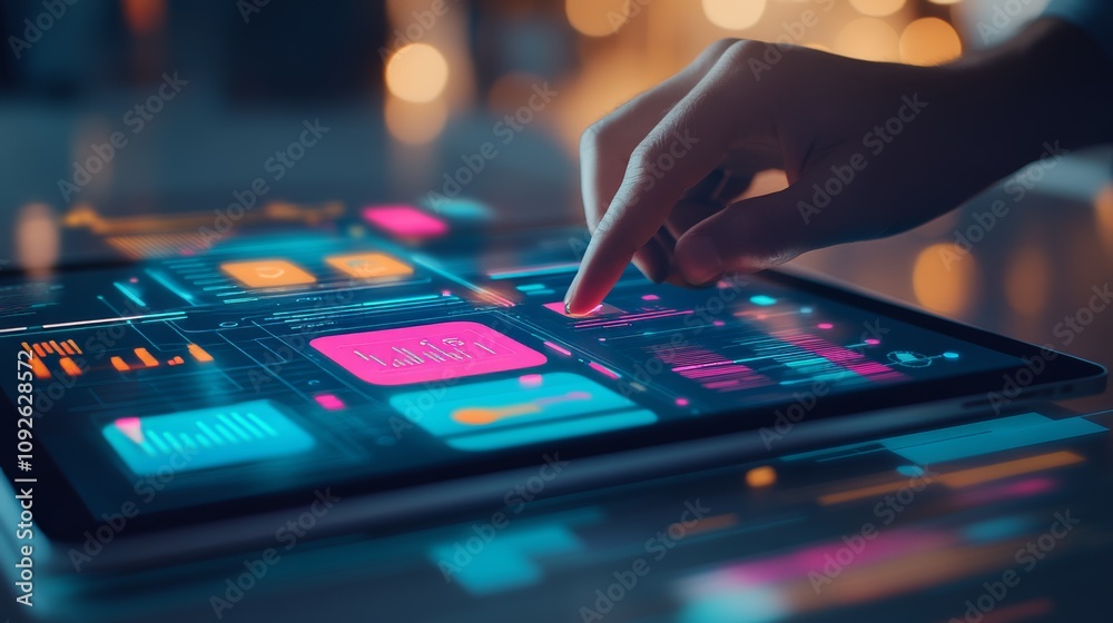 Futuristic Touchscreen Interface Design with Glowing Colors Futuristic Touchscreen Interface Design with Glowing Colors