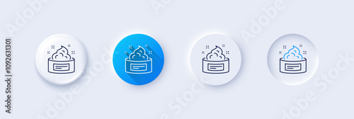 Skin cream line icon. Neumorphic, Blue gradient, 3d pin buttons. Face care sign. Gel or Lotion symbol. Line icons. Neumorphic buttons with outline signs. Vector