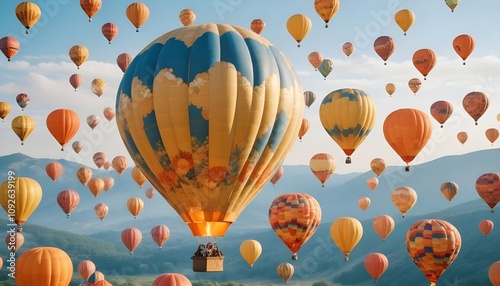 hot air balloon over sunset