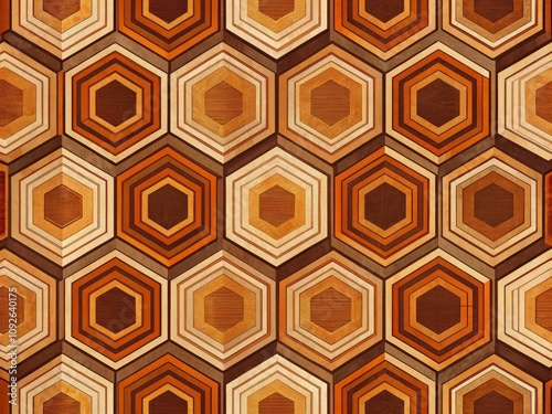 Retro Striped Hexagons  Pattern - 50s 60s 70s Inspired Abstract Background for Textile Print, Wallpaper, and Graphic Design Projects