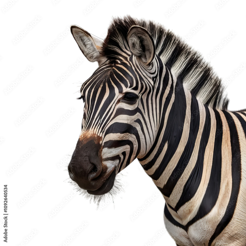 Fototapeta premium Majestic zebra standing proudly on an isolated transparent background, perfect for wildlife, safari, or nature-themed projects.