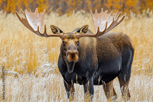 Mammal - bull moose winter (Alces) photo