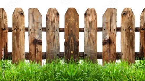 Wooden Fence with Lush Green Grass in Front photo