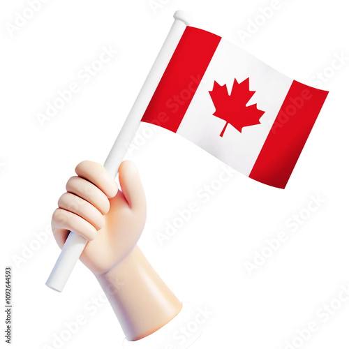 hand waving canada flag illustrator country  support 3d cartoon style illustration