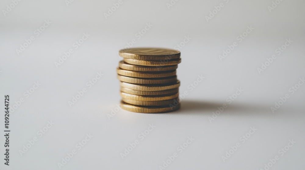 A stack of coins arranged neatly on a light background, symbolizing finance and savings. A stack of coins arranged neatly on a light background, symbolizing finance and savings.
