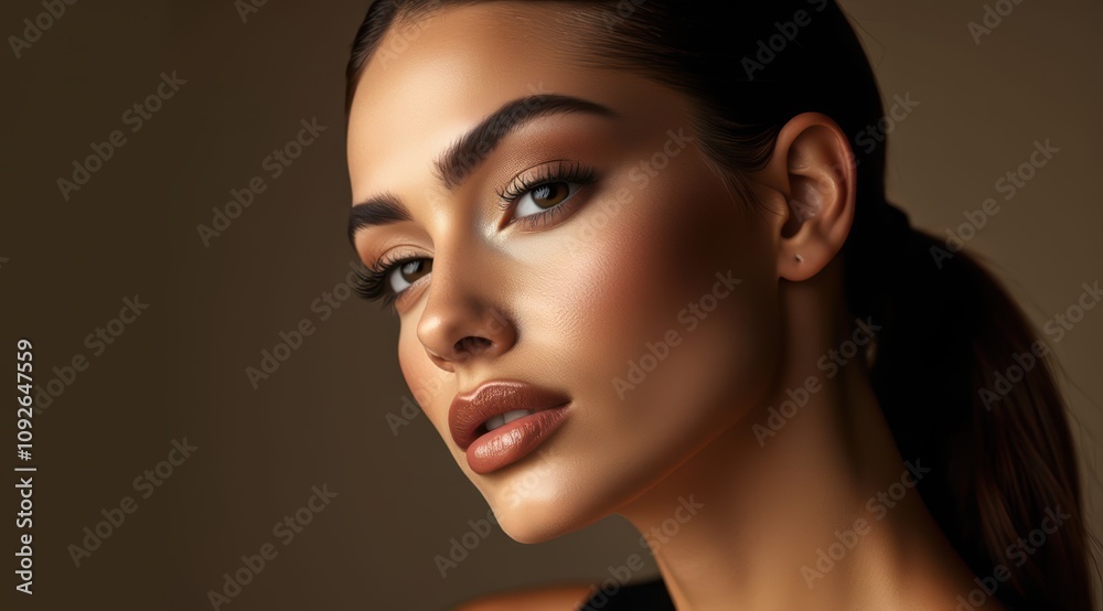 Beautiful young woman with striking features Beautiful young woman with striking features
