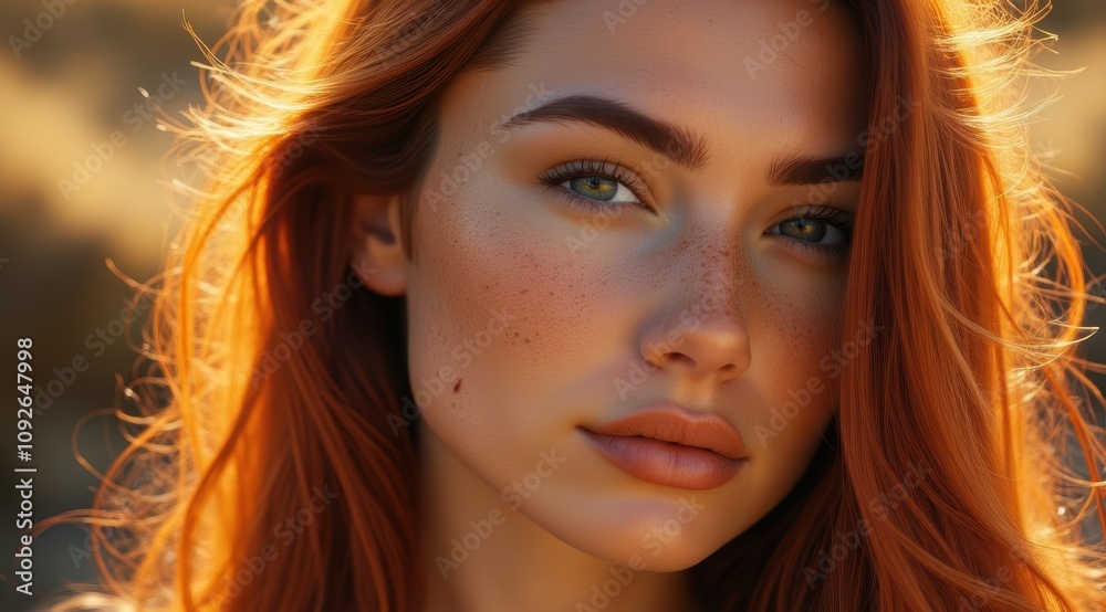 Close-up of a young woman with auburn hair Close-up of a young woman with auburn hair