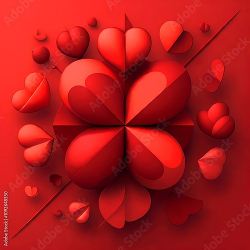 red heart on a red background