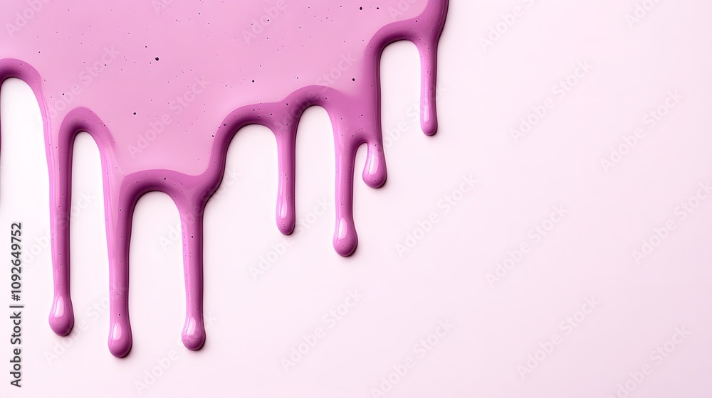 Dripping Pink Liquid With Tiny Black Specks On A Light Pink Background Dripping Pink Liquid With Tiny Black Specks On A Light Pink Background