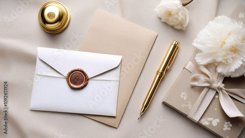 Elegant stationery for offices and creative workshops, luxury and gold photo