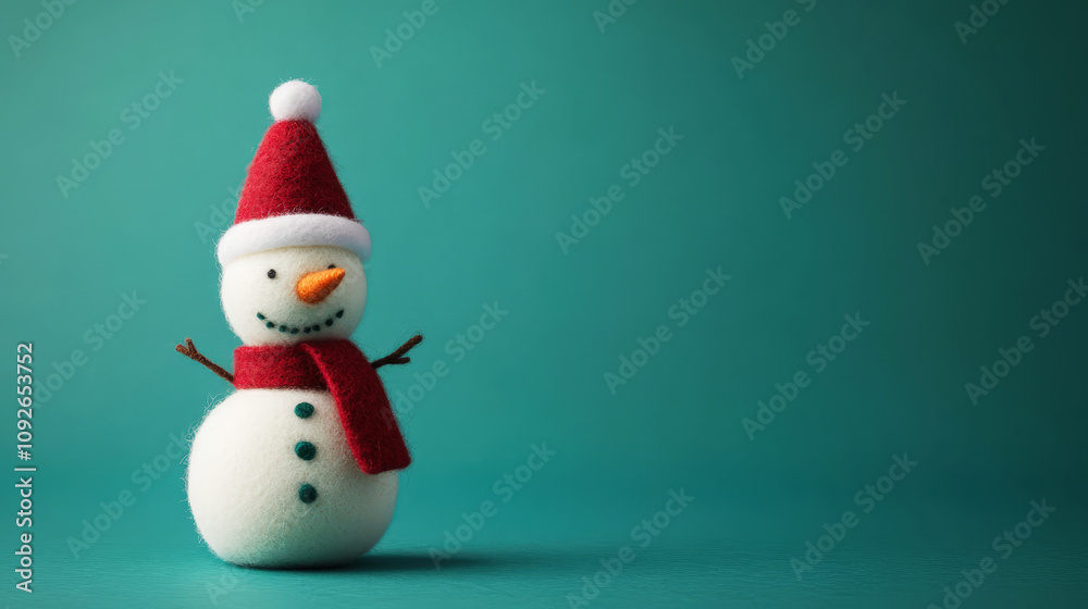 Aesthetic cute snowman and christmas tree made of felted wool, greeting card, copy space. Generative AI Aesthetic cute snowman and christmas tree made of felted wool, greeting card, copy space. Generative AI