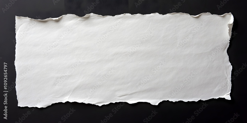 A Single Piece of White Ripped Paper on a Black Background A Single Piece of White Ripped Paper on a Black Background