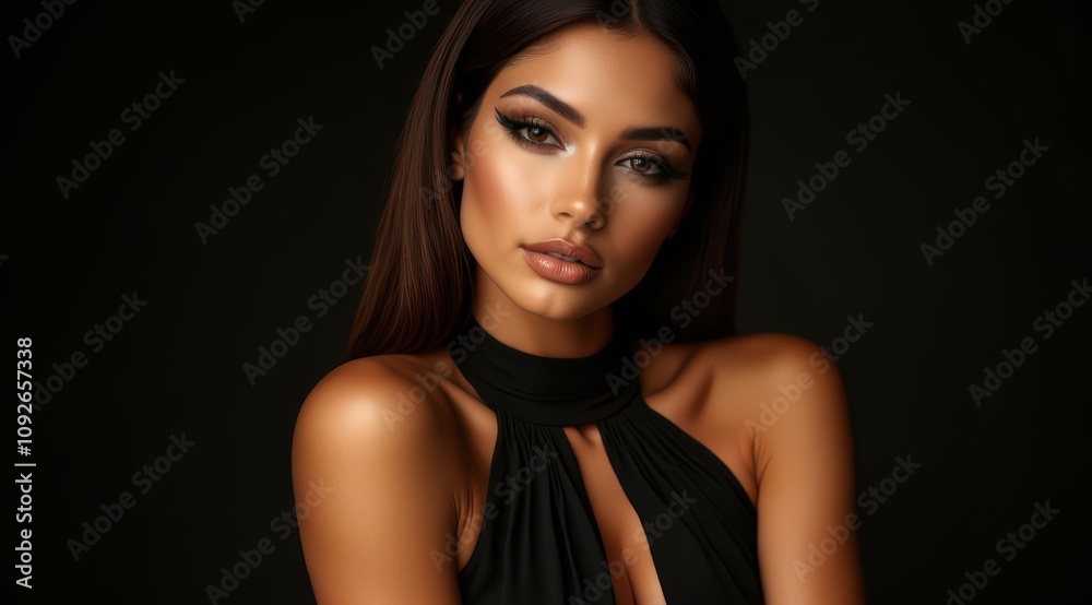 Elegant woman with long brown hair Elegant woman with long brown hair
