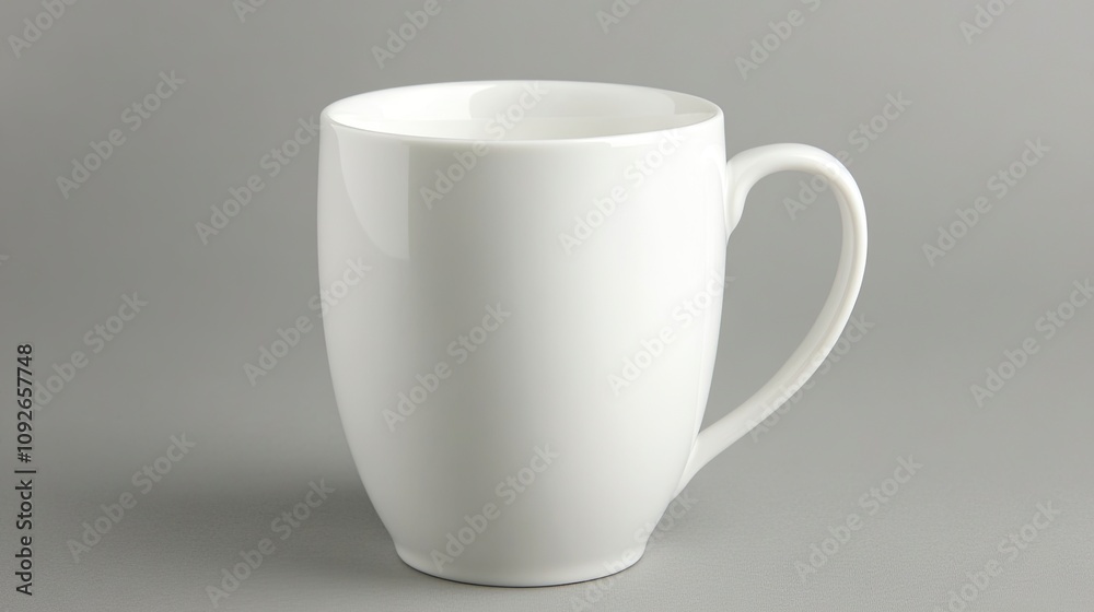 Obraz premium White ceramic mug on isolated light grey background.