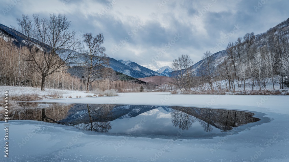Towering pine trees and snowy landscapes, under a clear blue sky in a serene winter wilderness. Towering pine trees and snowy landscapes, under a clear blue sky in a serene winter wilderness.