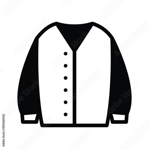 Simple icon representing a cozy cardigan sweater