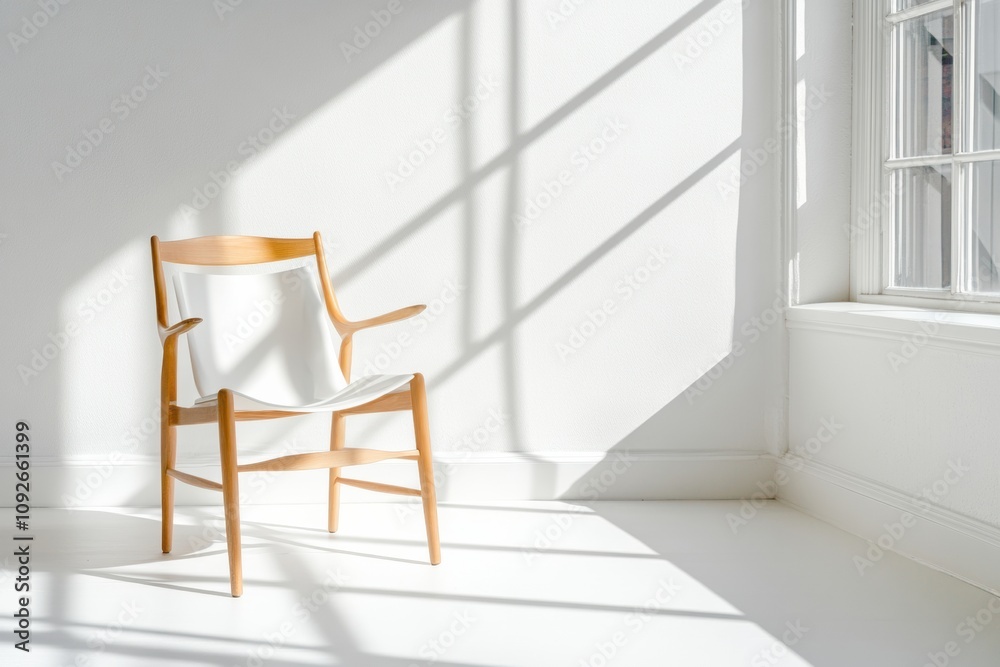 Fototapeta premium Modern chair on white texture.